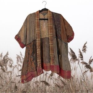 ✨ Young Threads Mixed Patch Kimono Shrug Boho Patchwork Oversized L NWT